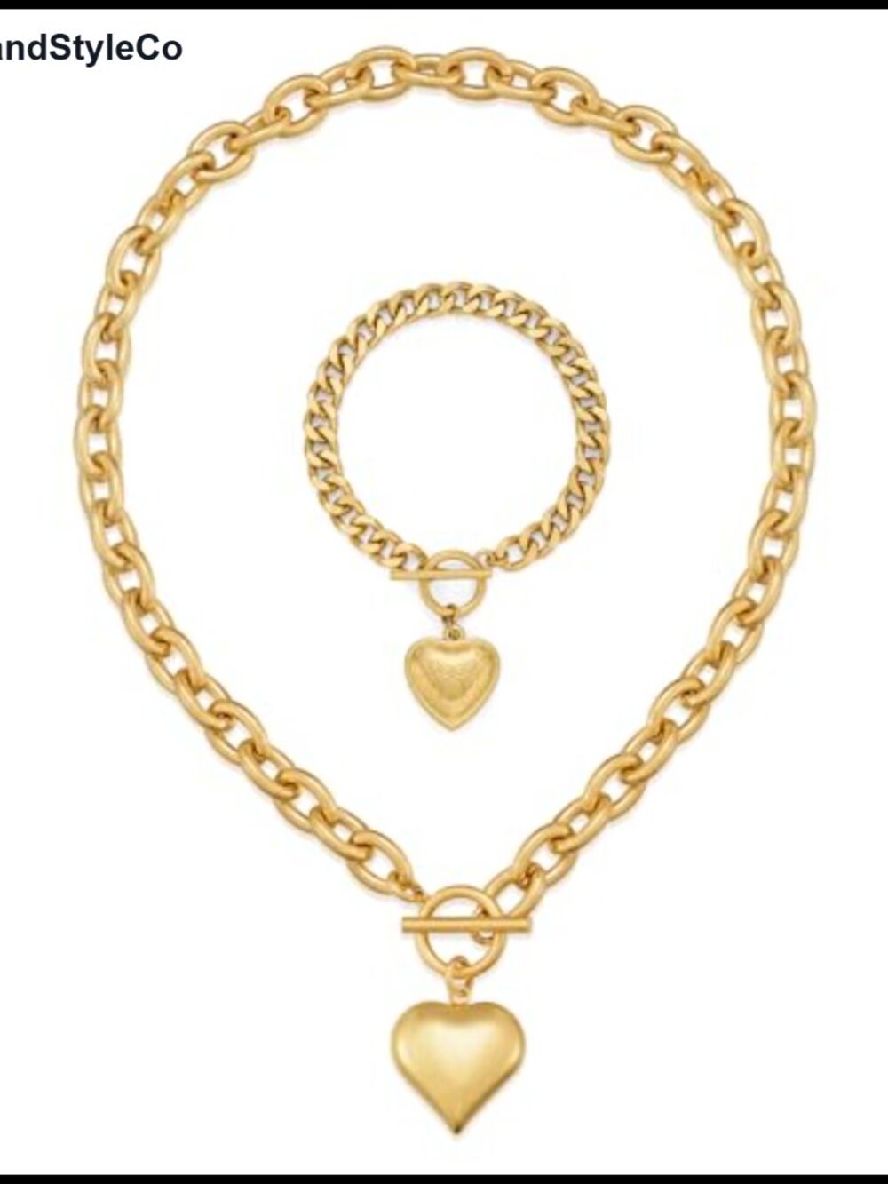 Gold Chunky Puffy Heart Pendant Necklace